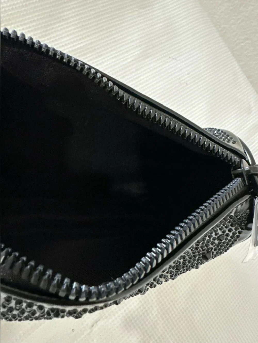 Steve Madden Black Rhinestone Cosmetic Case Pouch Clutch NWOT
